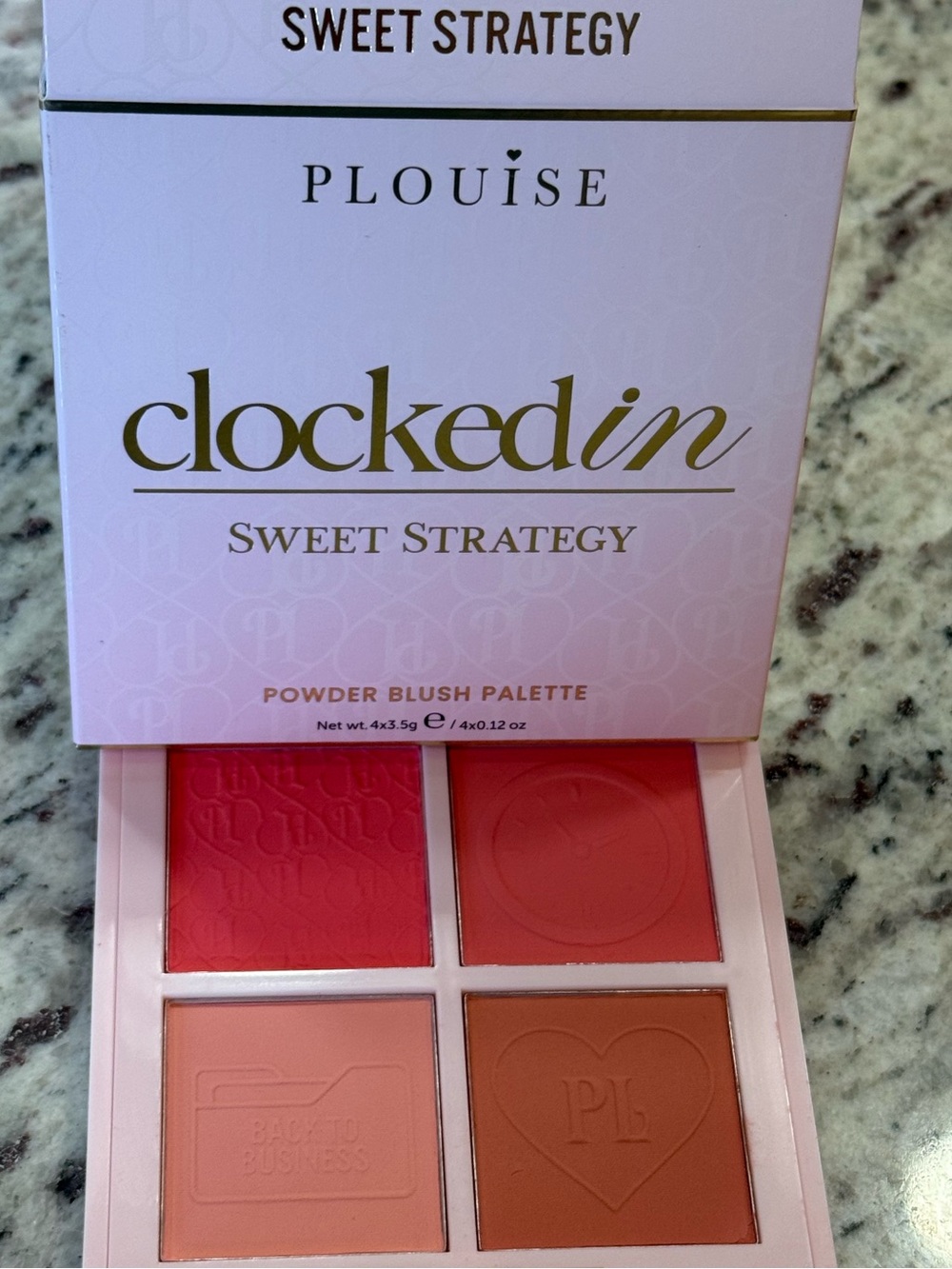 P. Louise. Clocked in. Sweet Strategy blush palette.  From Back to Business. Nib